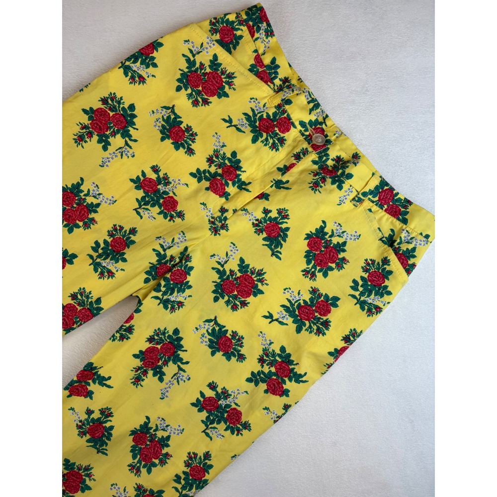 Lauren Ralph Lauren Petite Floral Print Cotton Blend Pants Size 2P Yellow NWOT